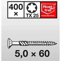 Linsensenkkopf Terrassenschraube TX-Antrieb Ø 5 Mm X 60 Mm -Werkzeugladen 5457304 picture 1