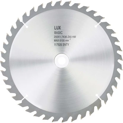 LUX HM-Kreissägeblatt Holz Ø 250 Mm 40 Zähne 1 LUX HM-Kreissägeblatt Holz Ø 250 Mm 40 Zähne